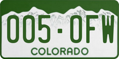 CO license plate 005OFW
