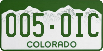 CO license plate 005OIC
