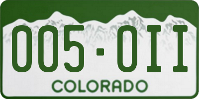 CO license plate 005OII