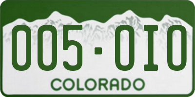CO license plate 005OIO