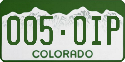 CO license plate 005OIP