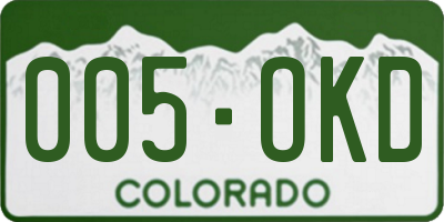 CO license plate 005OKD