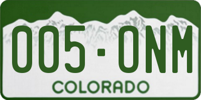 CO license plate 005ONM