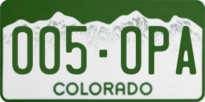 CO license plate 005OPA
