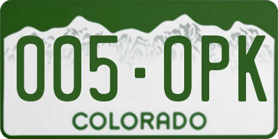 CO license plate 005OPK