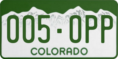 CO license plate 005OPP