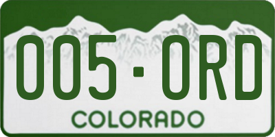 CO license plate 005ORD