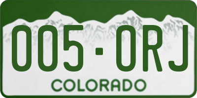 CO license plate 005ORJ