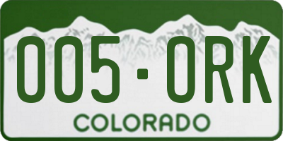 CO license plate 005ORK