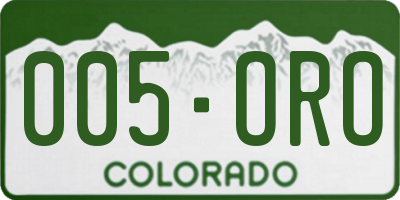 CO license plate 005ORO