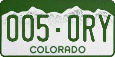 CO license plate 005ORY