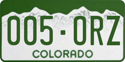 CO license plate 005ORZ