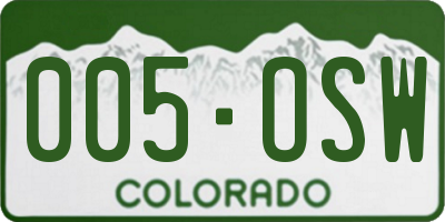 CO license plate 005OSW