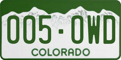 CO license plate 005OWD