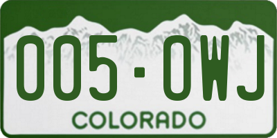 CO license plate 005OWJ