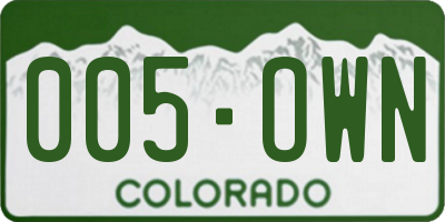 CO license plate 005OWN