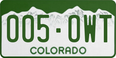 CO license plate 005OWT