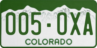 CO license plate 005OXA