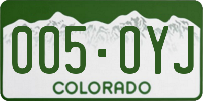 CO license plate 005OYJ