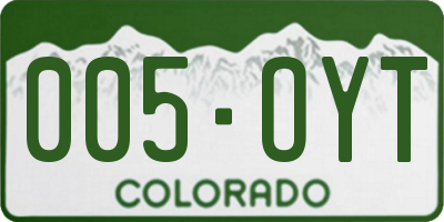 CO license plate 005OYT