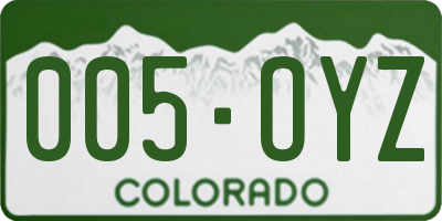 CO license plate 005OYZ