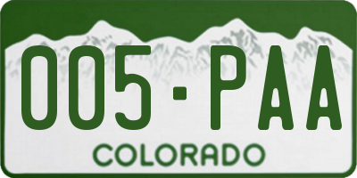 CO license plate 005PAA