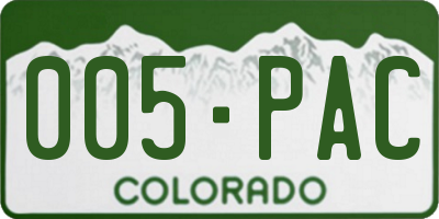 CO license plate 005PAC