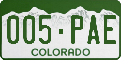 CO license plate 005PAE