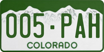 CO license plate 005PAH