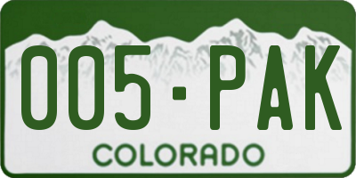 CO license plate 005PAK
