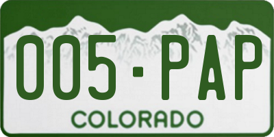 CO license plate 005PAP