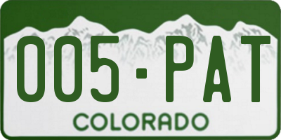 CO license plate 005PAT