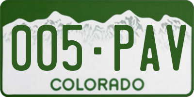 CO license plate 005PAV