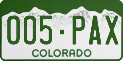 CO license plate 005PAX