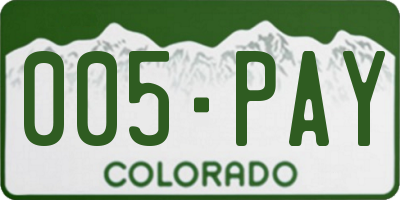 CO license plate 005PAY