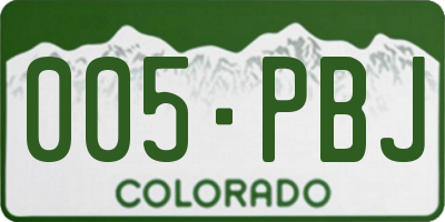 CO license plate 005PBJ