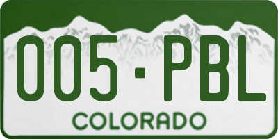 CO license plate 005PBL