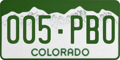 CO license plate 005PBO