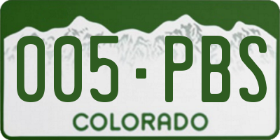 CO license plate 005PBS