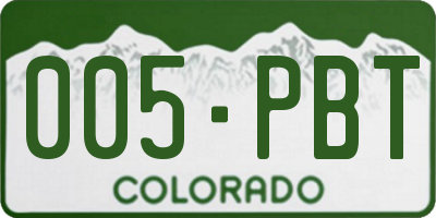 CO license plate 005PBT