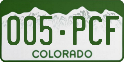 CO license plate 005PCF