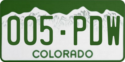 CO license plate 005PDW