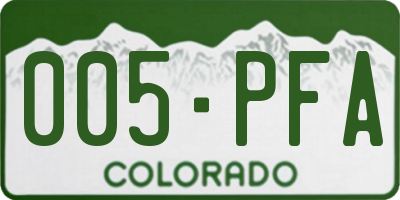 CO license plate 005PFA