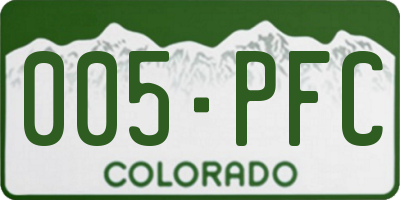 CO license plate 005PFC