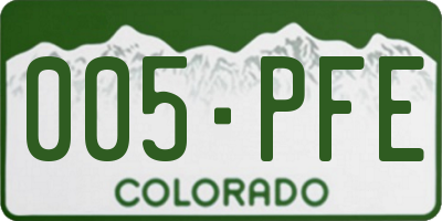 CO license plate 005PFE