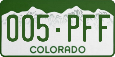 CO license plate 005PFF