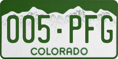 CO license plate 005PFG