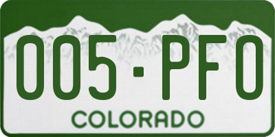 CO license plate 005PFO