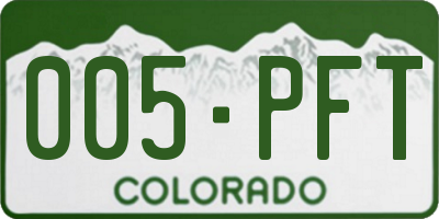 CO license plate 005PFT