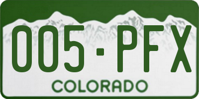 CO license plate 005PFX